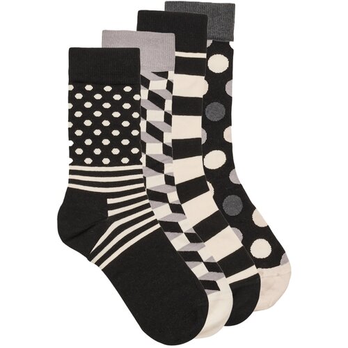 Happy Socks Hepi Soks LFS Klasične čarape, crno-bele, 4 komada Cene