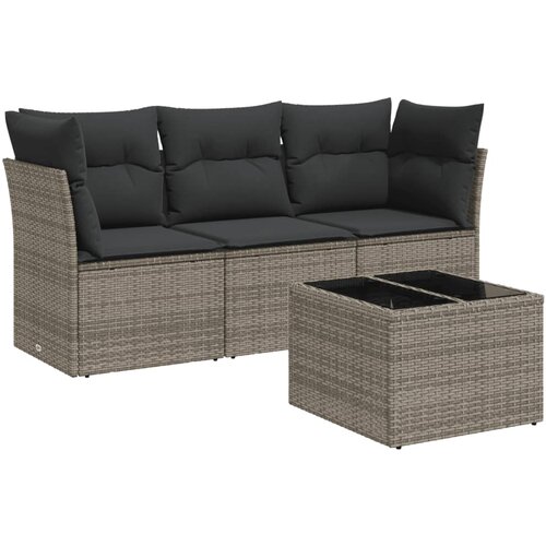 vidaXL 4-dijelni set vrtnih sofa od poliratana s jastucima sivi Cijene