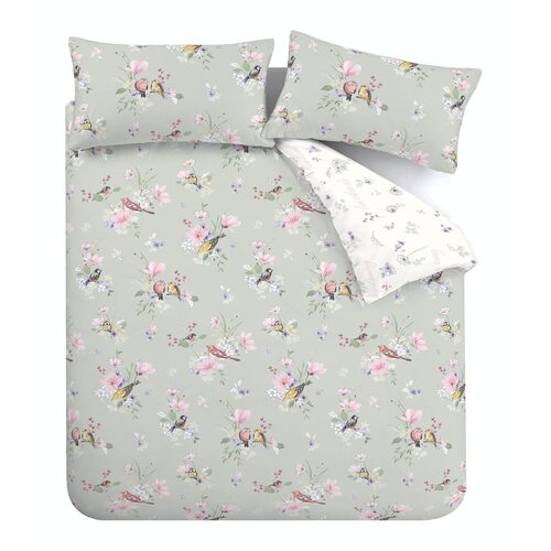 Catherine Lansfield Svijetlo zelena posteljina za bračni krevet/za produženi krevet 230x220 cm Songbird &amp;ndash; Slike