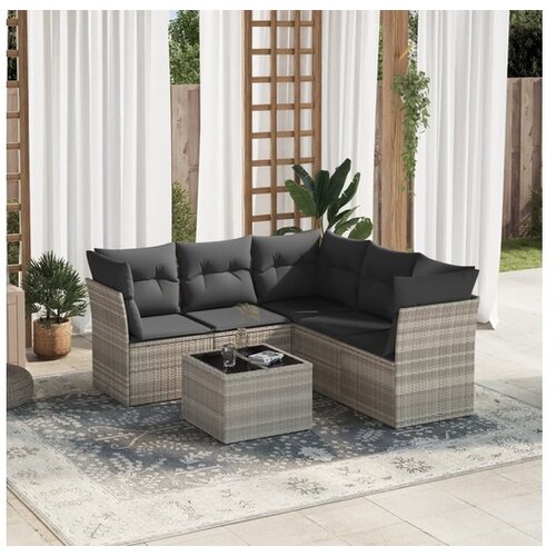 vidaXL 6-dijelni set vrtnih sofa od poliratana s jastucima svjetlosivi Cijene