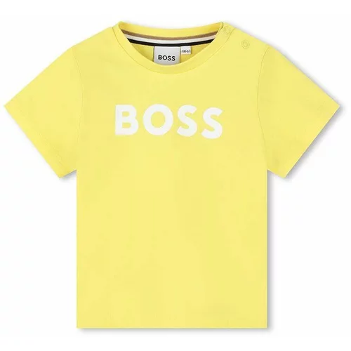 Boss Otroška bombažna majica zelena barva