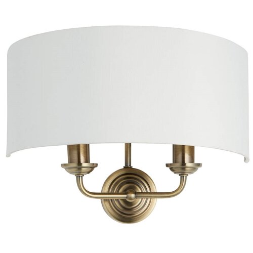  Endon 98937 - Zidna svetiljka HIGHCLERE 2xE14/40W/230V bela/mesing Slike