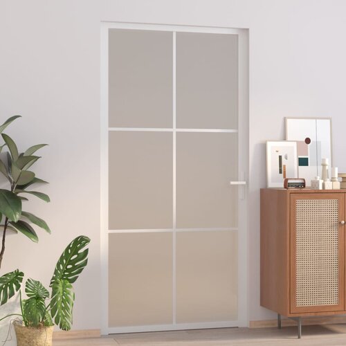 vidaXL Notranja vrata 102,5x201,5 cm bela mat steklo in aluminij Cene