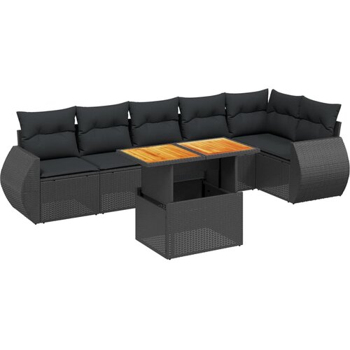 Maison Chic Seti vrtnega pohištva - Vrtna garnitura - Vrtni pohištvo set 7-delna z blazinami črn poli ratan, (21801518) Cene