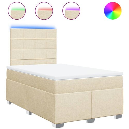 vidaXL Box spring postelja z vzmetnico krem 120x190 cm blago, (21321422) Cene