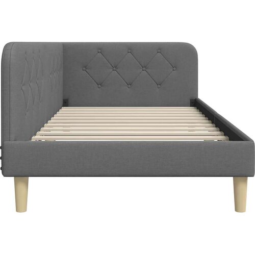 VidaXL Kutni okvir kreveta Tamno siva 100 x 200 cm tkanina Slike