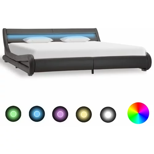 vidaXL okvir za krevet od umjetne kože s LED svjetlom sivi 180x200 cm