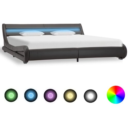VidaXL Posteljni okvir LED sivo umetno usnje 180x200 cm Slike