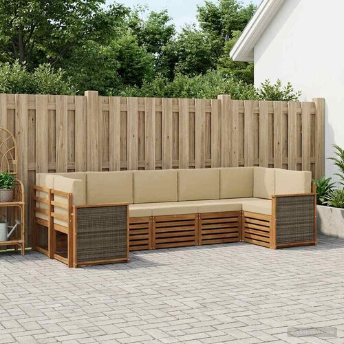  Set vanjskih sofa 6 kom. Prirodna Smeđa Cijene
