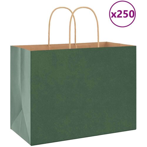  Papirnate vrećice 250 kom s ručkama zelene 32x17x25 cm Cijene