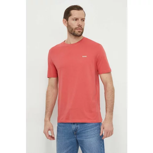 Hugo Bombažna kratka majica moški, rdeča barva