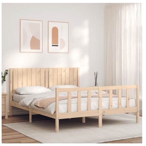 vidaXL Posteljni okvir z vzglavjem 160x200 cm trden les Cene
