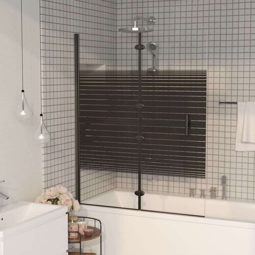 VidaXL Sklopiva pregrada za tu&amp;scaron; ESG 120 x 140 cm crna Slike