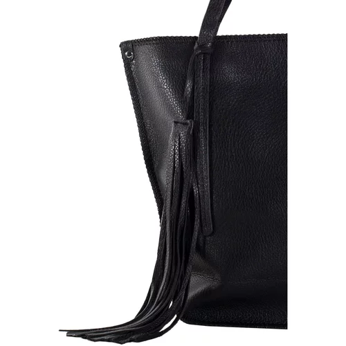 Fashion Hunters Black roomy eco leather shopper bag