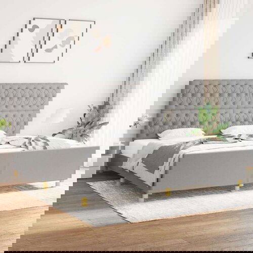  Za krevet s uzglavljem svjetlosivi 200x200 cm od tkanine Slike