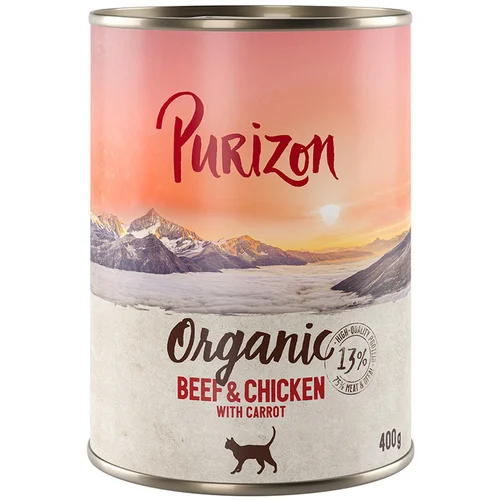 Purizon 6 x 200g/400 g po posebnoj cijeni! - Organic: Govedina i piletina s mrkvom 6 x 400 g