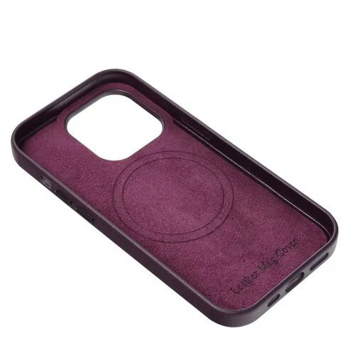  Kožna Mag Cover maska kompatibilna s MagSafe za iPhone 14 tamno ljubičasta Slike