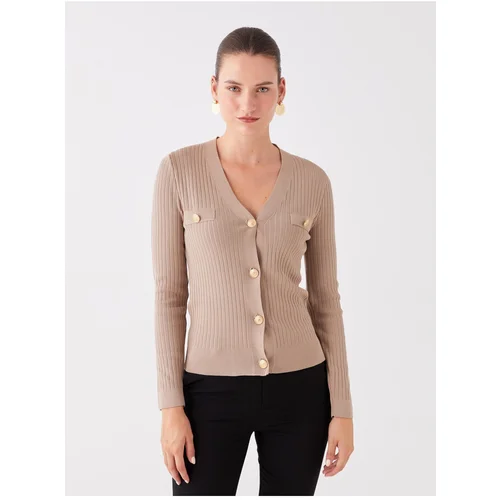 LC Waikiki V-Neck Plain Long Sleeve Women's Knitwear Cardigan