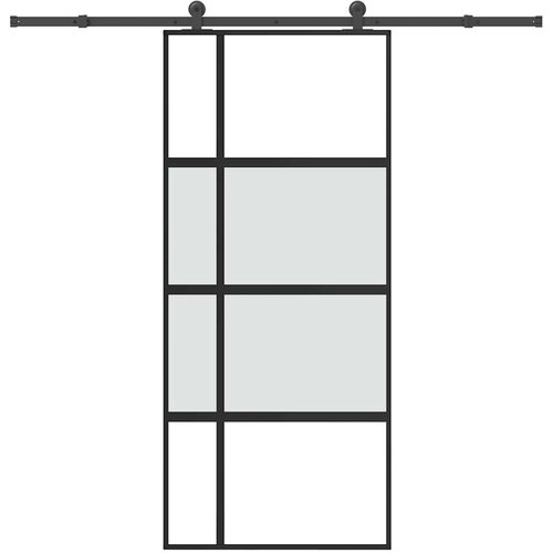 vidaXL Drsna vrata z opremo 90x205 cm kaljeno steklo in aluminij Cene