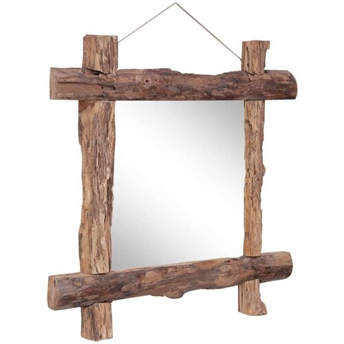 VidaXL Ogledalo od cjepanica prirodna boja 70 x 70 cm obnovljeno drvo Slike