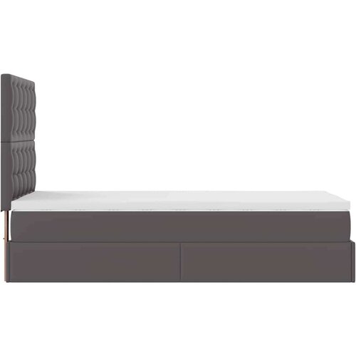 VidaXL Otomanski okvir kreveta s madracem sivi 90x190cm umjetna koža Slike