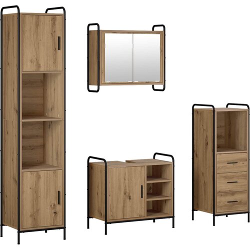 Set ormarića za kupaonicu 4 kom. Hrast artisan 40 x 36 x 181 cm Slike