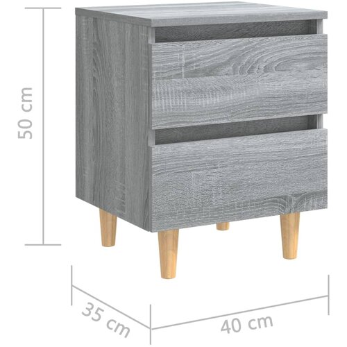  Noćni ormarići s drvenim nogama 2 kom sivi hrast 40x30x50 cm Slike