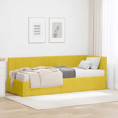vidaXL Kutni okvir kreveta s madracem Žuta 80 x 200 cm Baršun Cene