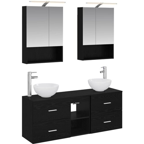  Set ormarića za kupaonicu 5 pcs Crni hrast 50 x 14,5 x 70 cm Slike