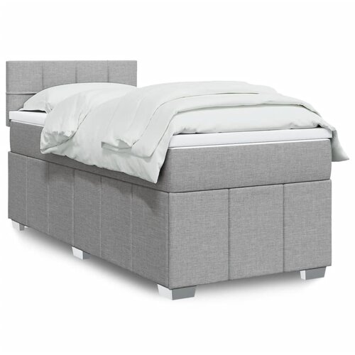 vidaXL Box spring postelja z vzmetnico svetlo siva 90x190 cm blago Cene