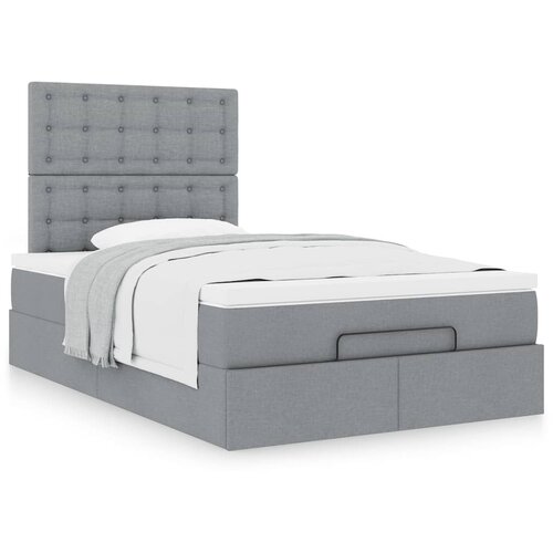 VidaXL Okvir kreveta s madraca svijetlosivi 120x200cm od tkanine Slike