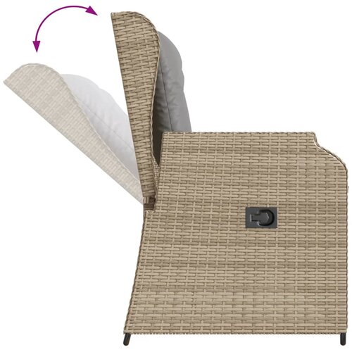  3-dijelna vrtna garnitura od poliratana s jastucima bež 110 x 110 x 40/71 cm Slike