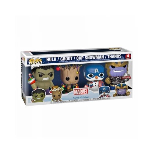 Funko POP! Marvel: Holiday Bobble Head Hulk / Groot / Cap Snowman / Thanos 4PK Cene