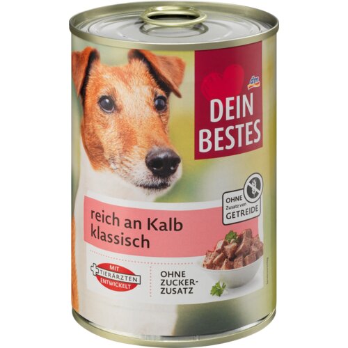 DEIN BESTES Kompletna vlažna hrana za odrasle pse – teletina klasična 400 g Slike