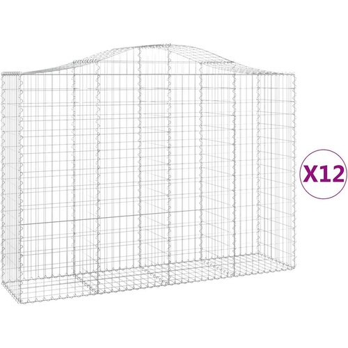  Lučne gabionske ko&amp;scaron;are 12kom 200x50x140/160cm pocinčano željezo Slike