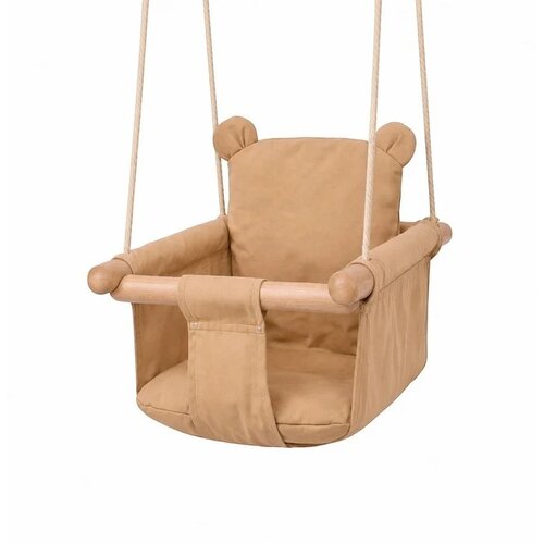Kinder Home Dečija drvena ljulja&amp;scaron;ka Pli&amp;scaron;ani meda &amp;ndash; Mekano pamučno sedi&amp;scaron;te/ do 30 kg Slike