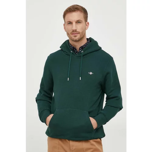 Gant Dukserica za muškarce, boja: zelena, s kapuljačom, bez uzorka