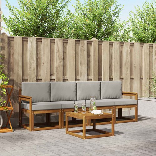  Set vanjskih sofa s jastukom 5 pcs Prirodna i svijetlo siva Cene