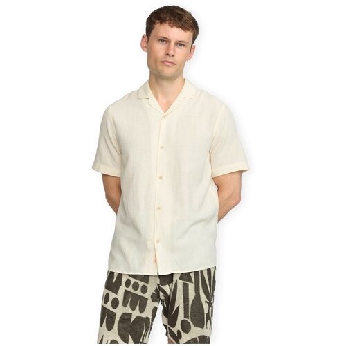 Revolution Srajce s kratkimi rokavi Cuban Shirt 3927 - Off White Bež Slike