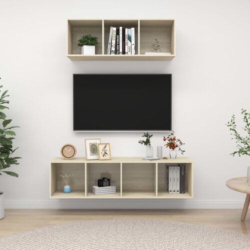 VidaXL Komplet TV omaric 2-delni sonoma hrast iverna plo&amp;scaron;ča Slike