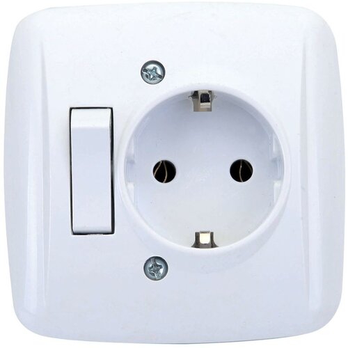 DEPA Stenska vgradna šuko vtičnica + stikalo bela Cene