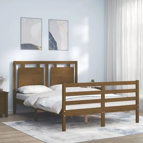 vidaXL Okvir kreveta s uzglavljem boja meda 4FT bračni masivno drvo