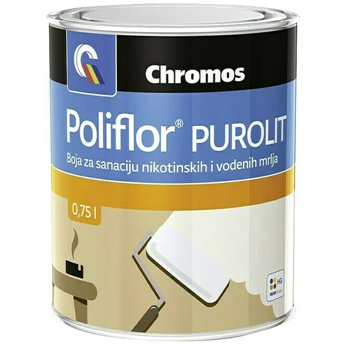 Boja za prekrivanje mrlja na zidovima Chromos Poliflor (Bijele boje, 750 ml)