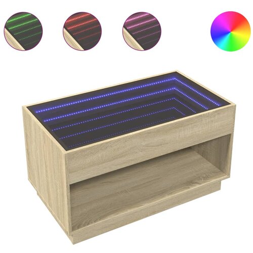 Maison Chic Klubska mizica - kavna mizica - Nizka mizica z neskončnimi LED sonoma hrast 90x50x50 cm, (21752076) Slike