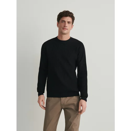 Reserved rebrast pulover - črna