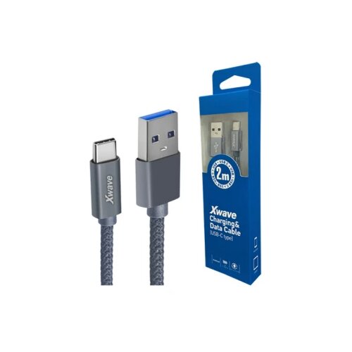 X Wave Kabl USB 3.1 na TIP-C 3.1 mu&scaron;ko-mu&scaron;ki 2M 3A,AI,upleteni,tamno sivi Cene