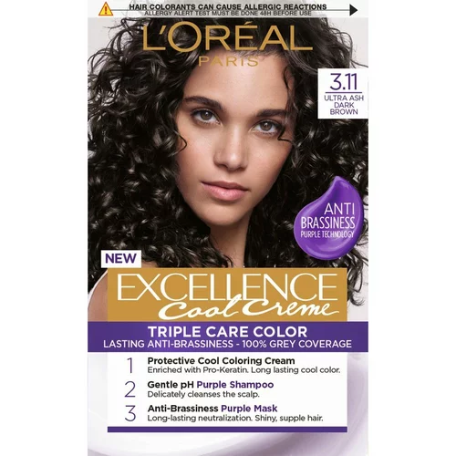 Loreal barva za lase - EXCELLENCE Cool Cremes - 3.11 Ultra Ash Dark Brown
