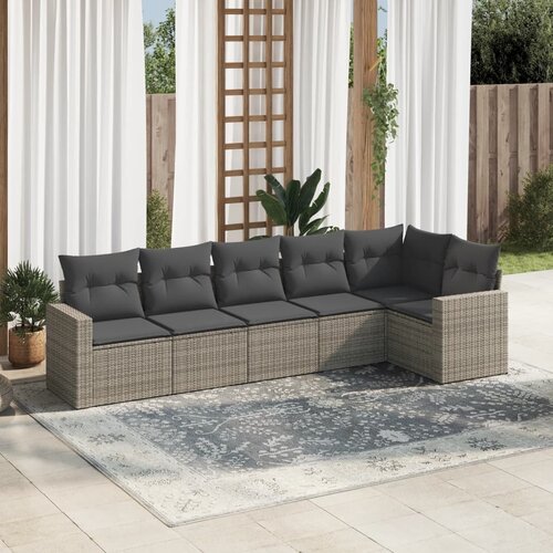  6-dijelni set vrtnih sofa od poliratana s jastucima sivi Slike