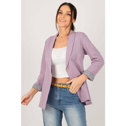 armonika Women's Lilac Striped One-Button Jacket Slike