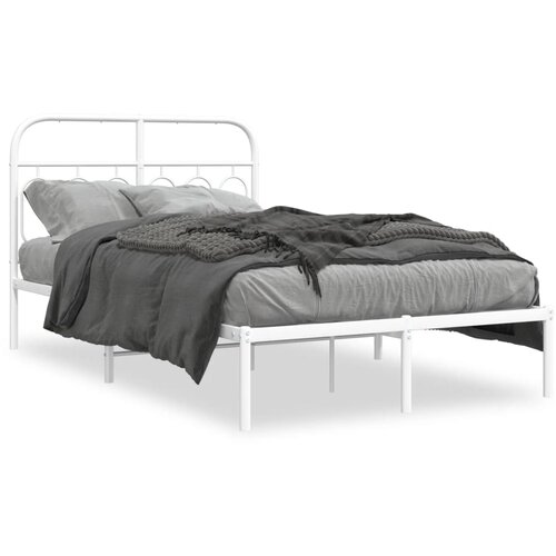vidaXL Metalni okvir za krevet s uzglavljem bijeli 120 x 190 cm Cene